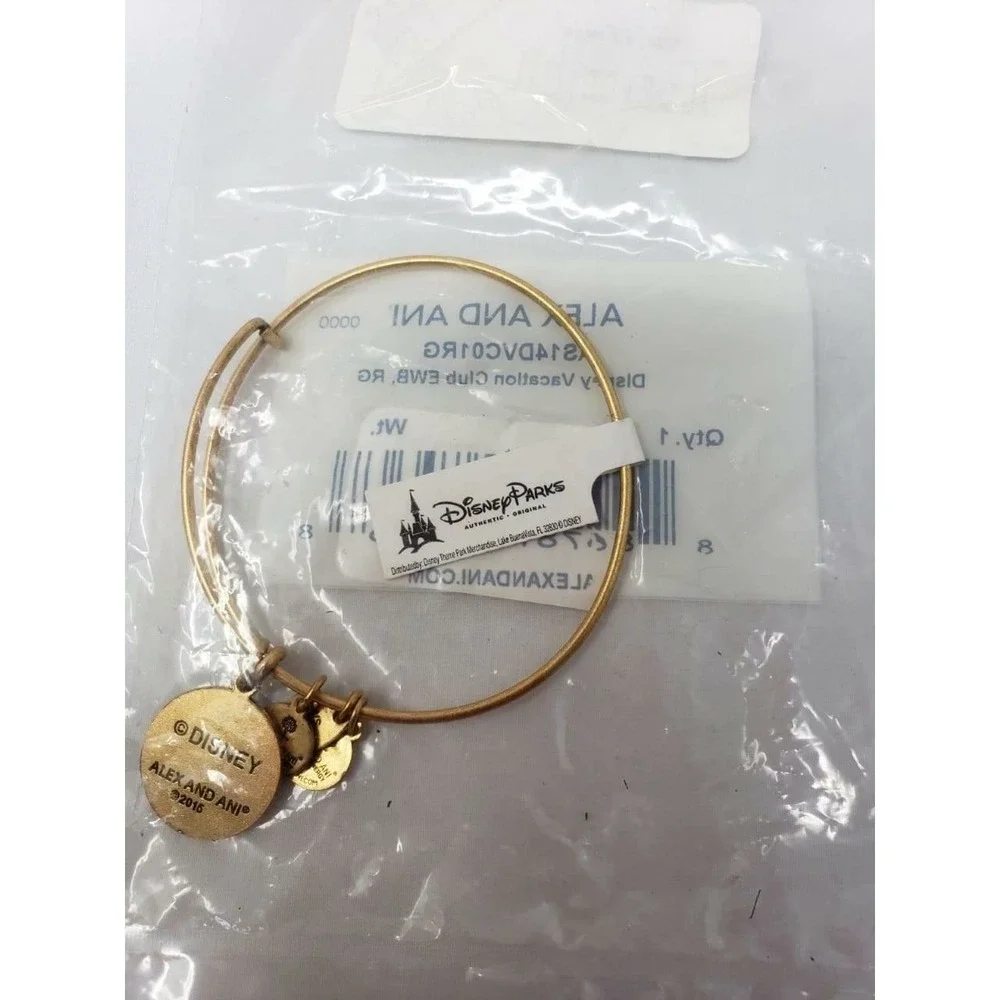 New‎ Alex & Ani Disney Vacation Club DVC Gold tone Bangle bracelet